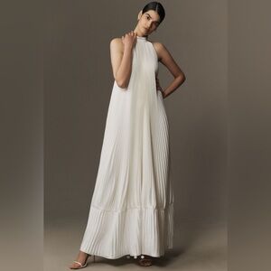 L'IDÉE Mystique High-Neck Pleated Chiffon Tent Maxi Dress - Wedding Bride Bridal
